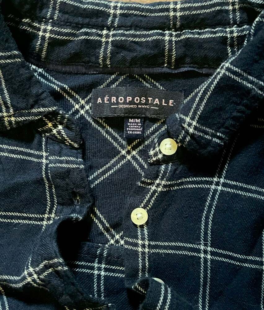 Aeropostale Blue and White Flannel Shirt - Picture 2 of 4